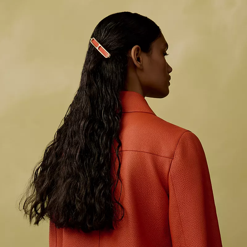 HERMES ROULIS PM HAIR CLIP NEW CAPUCINE