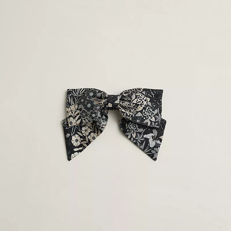 HERMES GRENELLE PM BLOOM HAIR CLIP NOIR