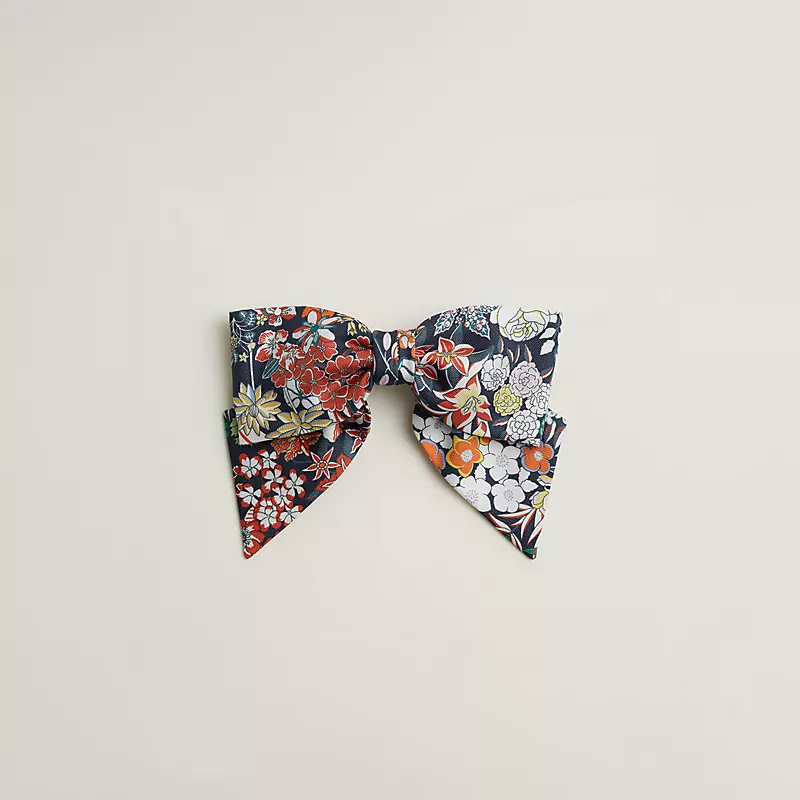 HERMES GRENELLE PM BLOOM HAIR CLIP NAVY