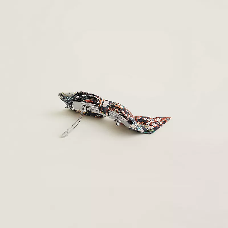 HERMES GRENELLE PM BLOOM HAIR CLIP NAVY