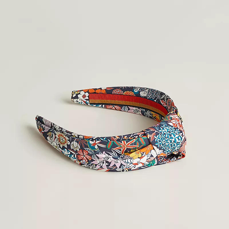 HERMES KNOT BLOOM HEADBAND NAVY