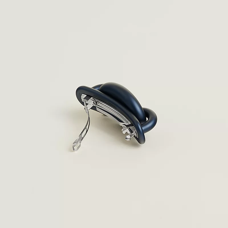 HERMES TRI MAILLON PM HAIR CLIP NAVY
