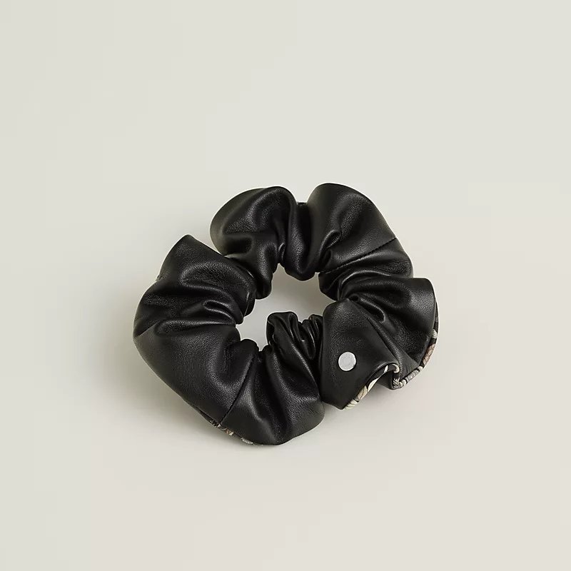 HERMES CLAUDIA BLOOM SCRUNCHIE NOIR / NOIR