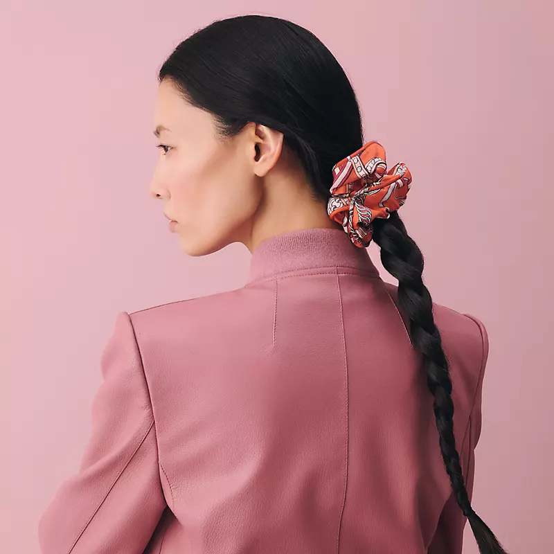HERMES CLAUDIA GRAND TRALALA SCRUNCHIE ORANGE