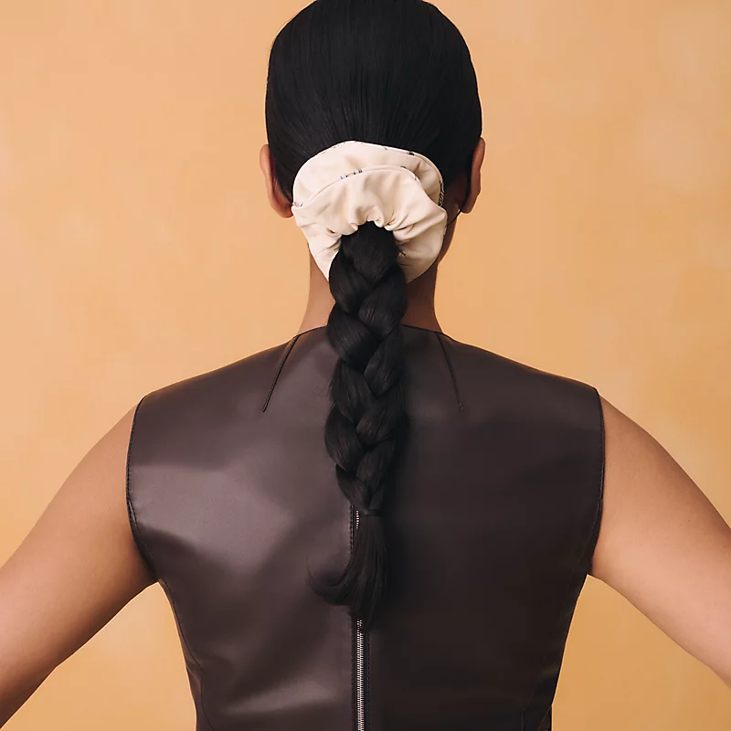 HERMES CLAUDIA GRAND TRALALA SCRUNCHIE NATA / CRèME