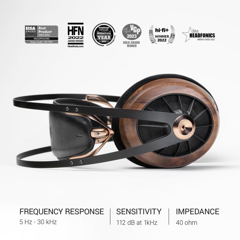 MEZE AUDIO 109 PRO WALNUT WOOD OVER-EAR OPEN-BACK HEADPHONES 50MM DRIVERS 40Ω WIRED