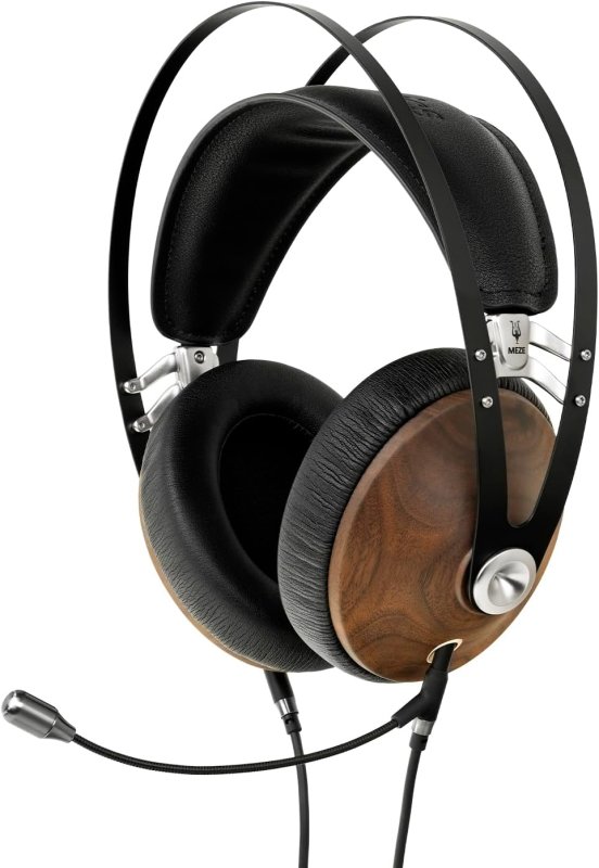 MEZE 99 CLASSICS WALNUT SILVER WIRED OVER-EAR HEADPHONES WITH BOOM MIC FOR GAMING WORK