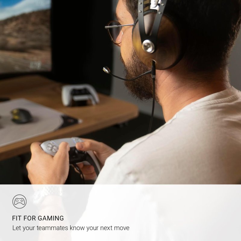 MEZE 99 CLASSICS WALNUT SILVER WIRED OVER-EAR HEADPHONES WITH BOOM MIC FOR GAMING WORK