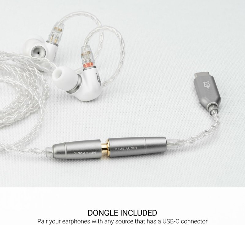 MEZE AUDIO ALBA WIRED IN-EAR EARBUDS WITH USB-C ADAPTER NOISE-ISOLATING ERGONOMIC DESIGN