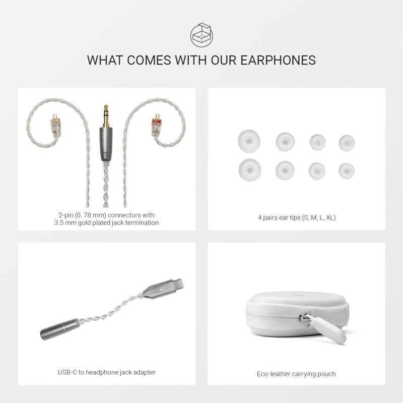 MEZE AUDIO ALBA WIRED IN-EAR EARBUDS WITH USB-C ADAPTER NOISE-ISOLATING ERGONOMIC DESIGN