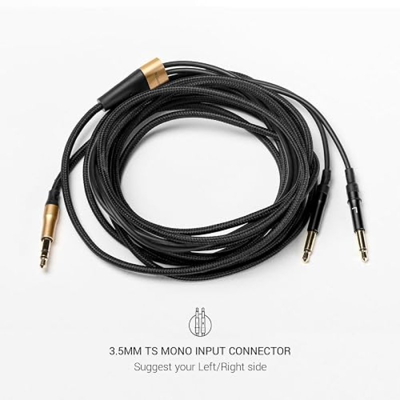 MEZE AUDIO 3M KEVLAR CABLE FOR 99 CLASSICS WALNUT GOLD 3.5MM TO DUAL TS MONO OXYGEN-FREE COPPER