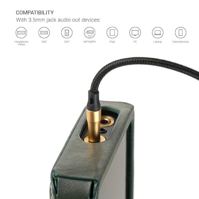 MEZE AUDIO 3M KEVLAR CABLE FOR 99 CLASSICS WALNUT GOLD 3.5MM TO DUAL TS MONO OXYGEN-FREE COPPER