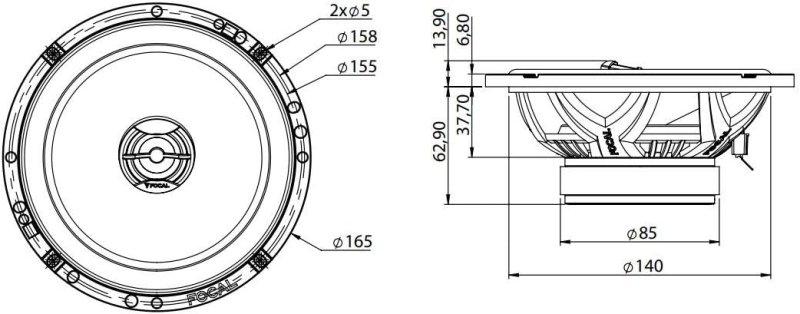 FOCAL 165AC 6.5 INCH COAXIAL SPEAKER KIT HIGH-QUALITY CAR AUDIO UPGRADE