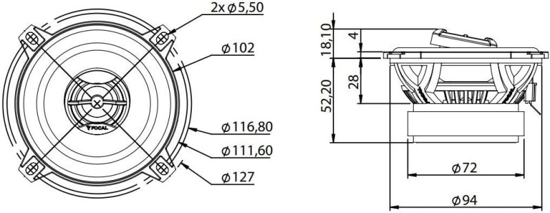 FOCAL 100AC 4-INCH COAXIAL SPEAKER KIT HIGH-QUALITY CAR AUDIO UPGRADE