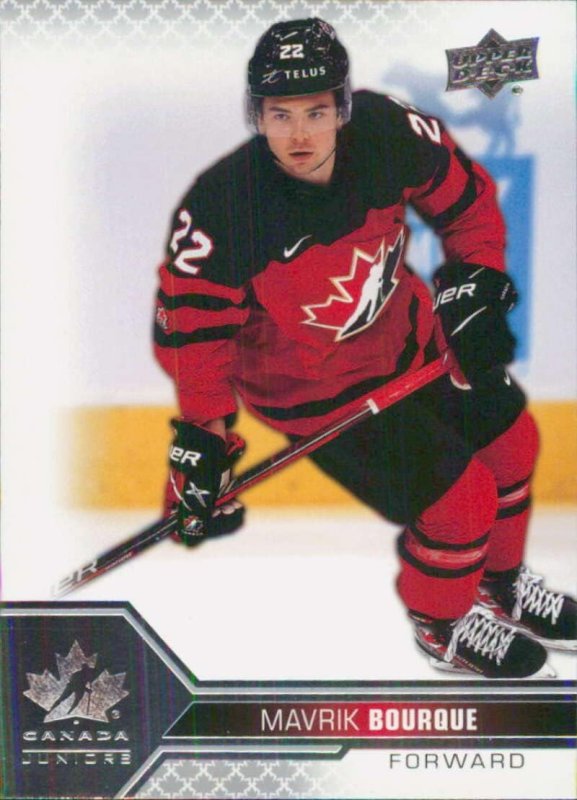 UPPER DECK TEAM CANADA JUNIORS 4 MAVRIK BOURQUE HOCKEY CARD - TEAM CANADA 2022