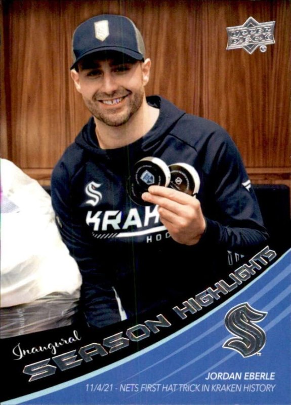 UPPER DECK SEATTLE KRAKEN HOCKEY CARD BOX SET 29 JORDAN EBERLE COLLECTOR CARD 2021-22