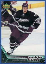 UPPER DECK RYAN GETZLAF ANAHEIM MIGHTY DUCKS ROOKIE CARD MINT IN DISPLAY CASE 2005-06