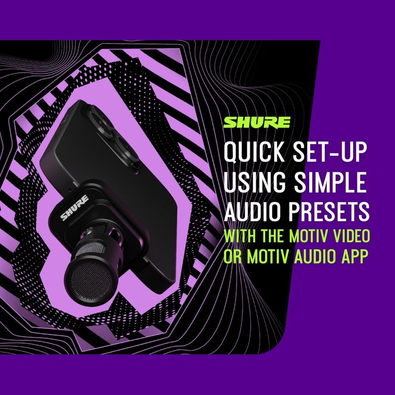 SHURE MV88 USB-C MOBILE MICROPHONE BLACK HIGH-QUALITY AUDIO RECORDING FOR SMARTPHONES