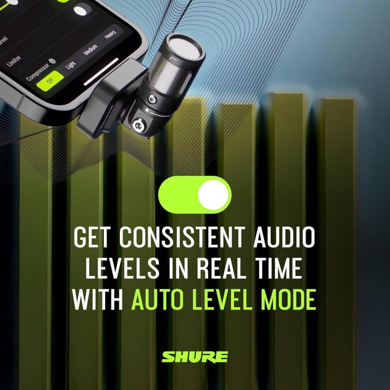 SHURE MV88 USB-C MOBILE MICROPHONE BLACK HIGH-QUALITY AUDIO RECORDING FOR SMARTPHONES