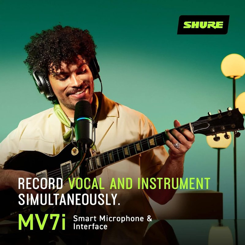 SHURE MV7I USB-C SMART MICROPHONE WITH BUILT-IN AUDIO INTERFACE FOR PODCASTING STREAMING