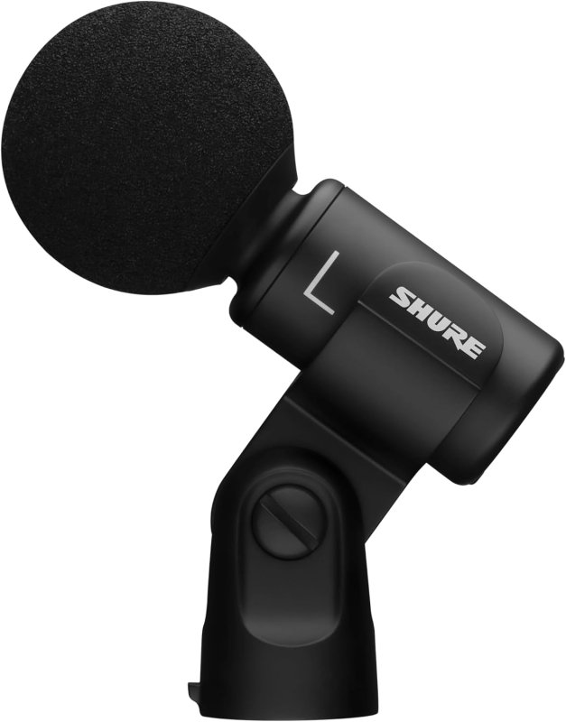 SHURE MV88 STEREO USB CONDENSER MICROPHONE FOR STREAMING, RECORDING, MAC WINDOWS, TRAVEL BLACK