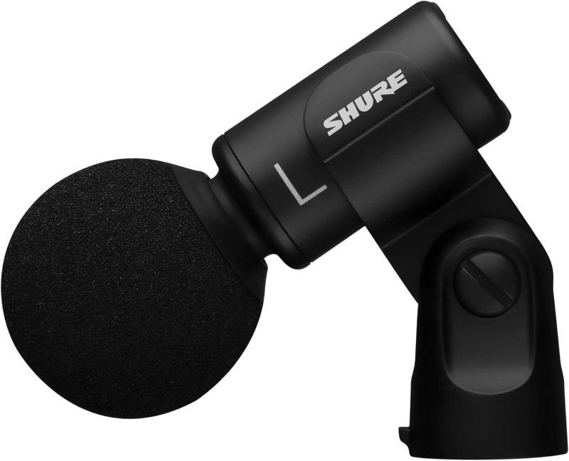 SHURE MV88 STEREO USB CONDENSER MICROPHONE FOR STREAMING, RECORDING, MAC WINDOWS, TRAVEL BLACK