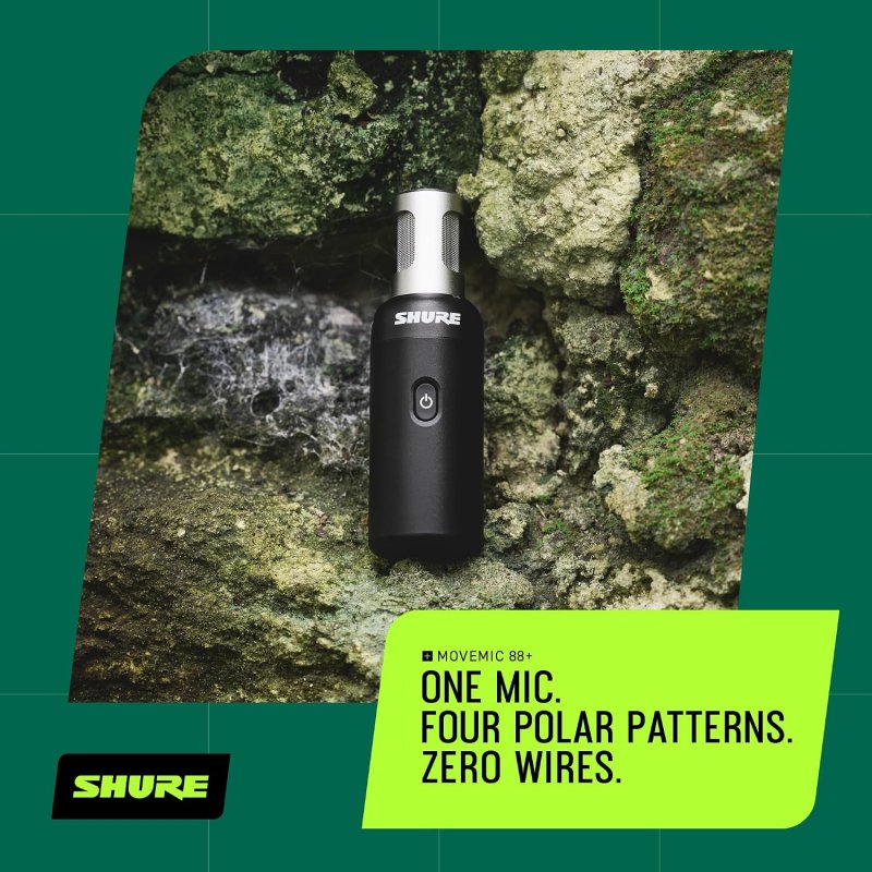 SHURE MOVEMIC 88 WIRELESS STEREO MICROPHONE FOR IPHONE ANDROID WITH DSP 4 POLAR PATTERNS