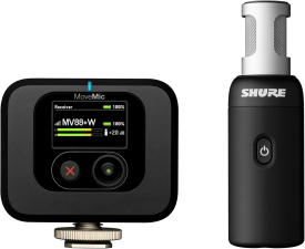 SHURE MOVEMIC 88 WIRELESS STEREO VIDEO MICROPHONE KIT FOR IPHONE, ANDROID CAMERAS BLACK