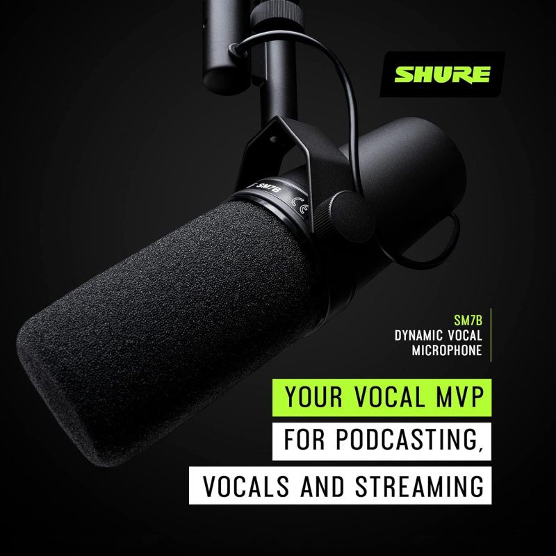 SHURE SM7B DYNAMIC VOCAL MICROPHONE FOR PODCASTING, STREAMING, AND PROFESSIONAL RECORDING