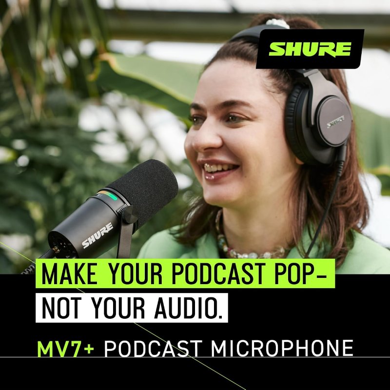 SHURE MV7 USB-C XLR DYNAMIC PODCAST MICROPHONE BLACK PROFESSIONAL STREAMING MIC