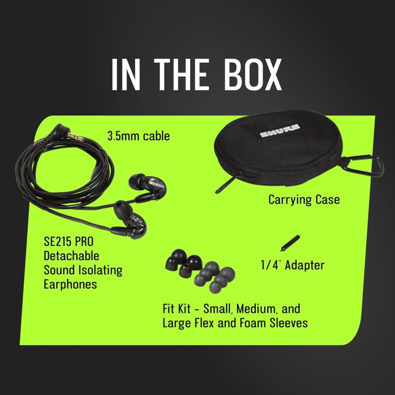 SHURE SE215 PRO WIRED EARBUDS SOUND ISOLATING IN-EAR HEADPHONES WITH CLEAR AUDIO