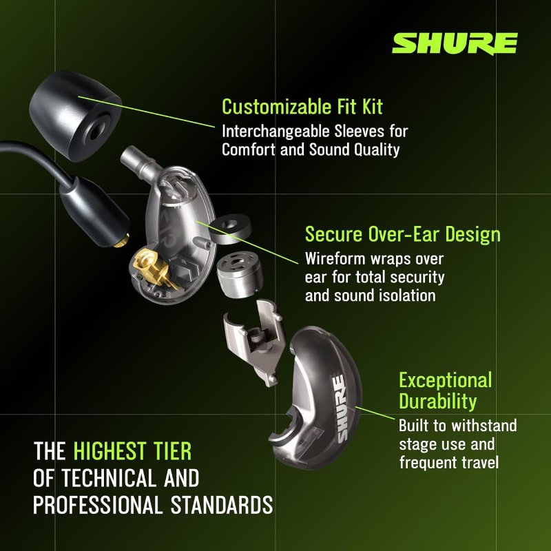 SHURE SE215 PRO WIRED EARBUDS SOUND ISOLATING IN-EAR HEADPHONES WITH CLEAR AUDIO