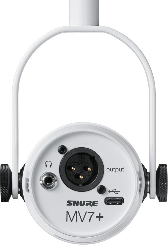 SHURE MV7 WHITE PODCAST MICROPHONE USB-C XLR DYNAMIC MIC FOR STREAMING RECORDING