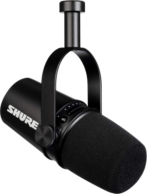 SHURE MV7 USB XLR PODCAST MICROPHONE WITH HEADPHONE OUTPUT, VOICE-ISOLATING TECH, BLACK