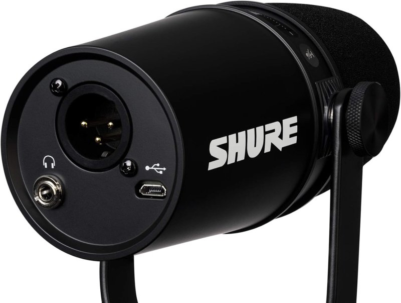 SHURE MV7 USB XLR PODCAST MICROPHONE WITH HEADPHONE OUTPUT, VOICE-ISOLATING TECH, BLACK