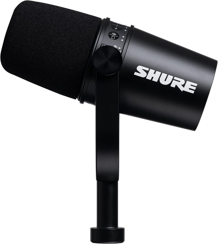 SHURE MV7 USB XLR PODCAST MICROPHONE WITH HEADPHONE OUTPUT, VOICE-ISOLATING TECH, BLACK
