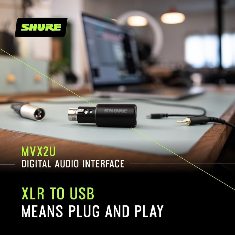SHURE SM7B MVX2U BUNDLE STUDIO VOCAL MICROPHONE WITH XLR TO USB ADAPTER CONNECTIVITY