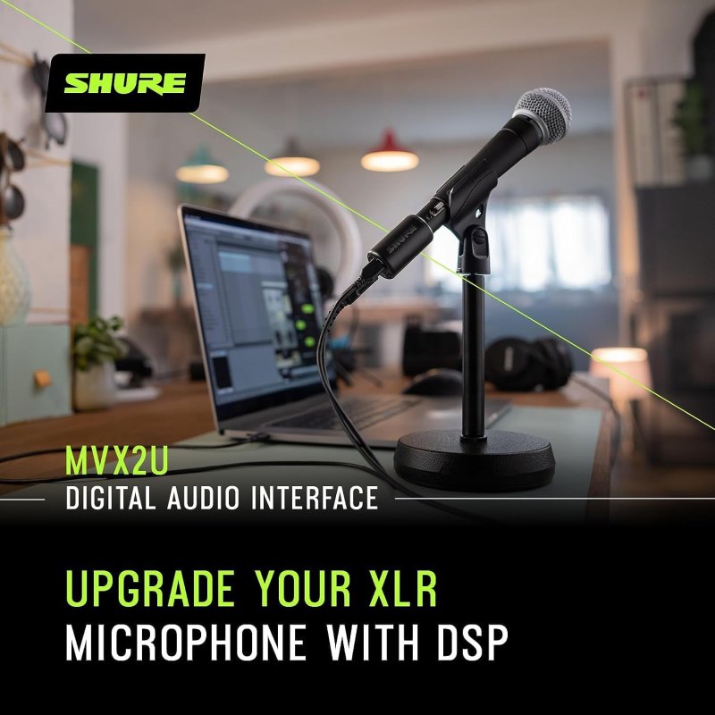 SHURE SM7B MVX2U BUNDLE STUDIO VOCAL MICROPHONE WITH XLR TO USB ADAPTER CONNECTIVITY