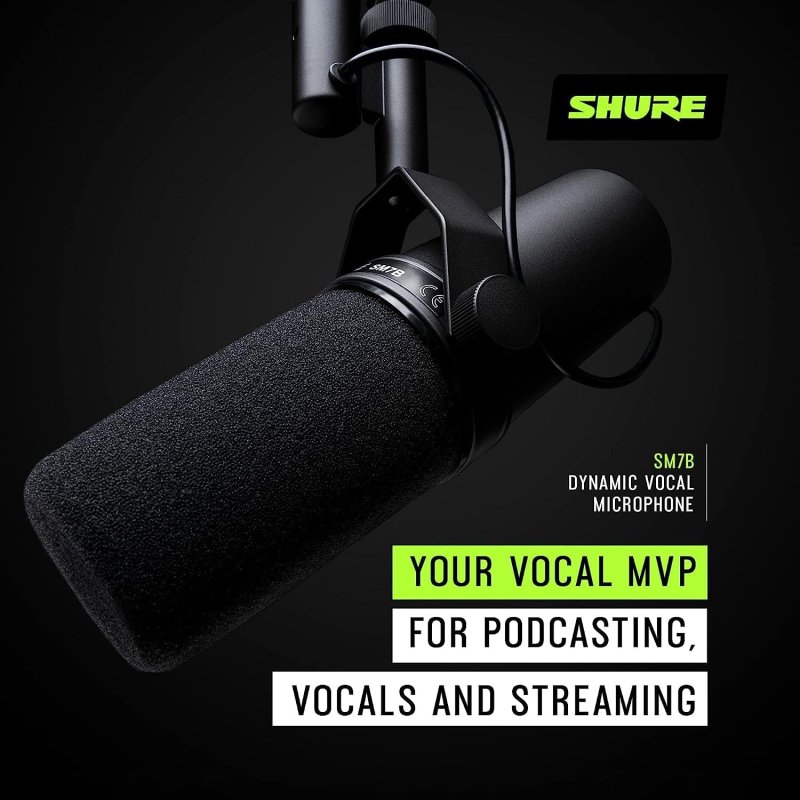 SHURE SM7B MVX2U BUNDLE STUDIO VOCAL MICROPHONE WITH XLR TO USB ADAPTER CONNECTIVITY