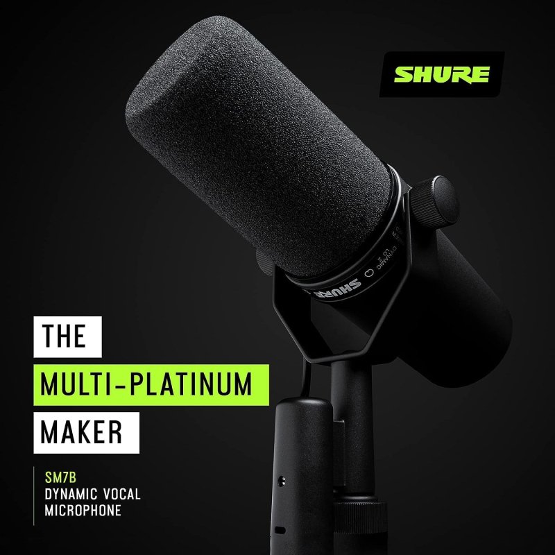 SHURE SM7B MVX2U BUNDLE STUDIO VOCAL MICROPHONE WITH XLR TO USB ADAPTER CONNECTIVITY