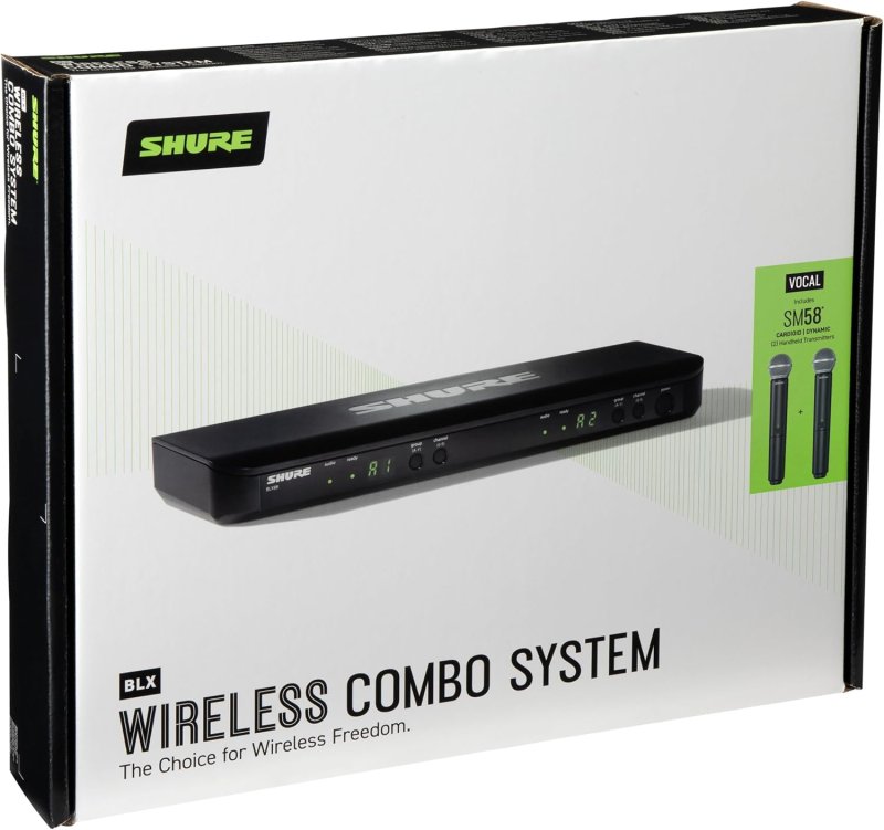 SHURE BLX288 SM58 DUAL WIRELESS VOCAL MICROPHONE SYSTEM H10 BAND FOR LIVE PERFORMANCE