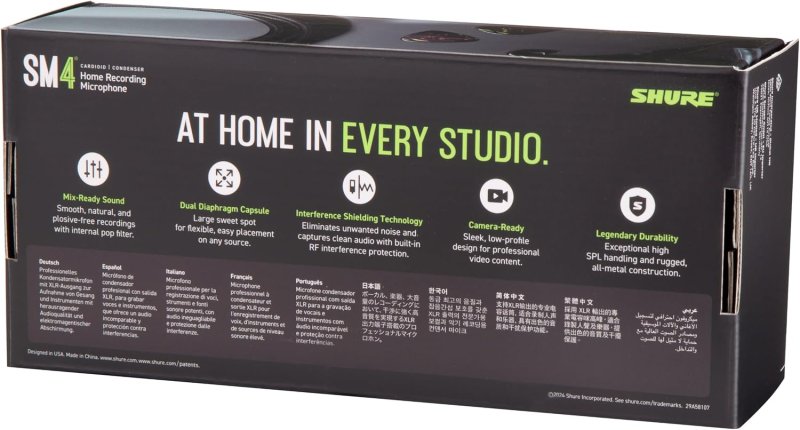 SHURE SM4-K STUDIO CONDENSER MICROPHONE XLR MIC FOR HOME RECORDING VOCALS INSTRUMENTS