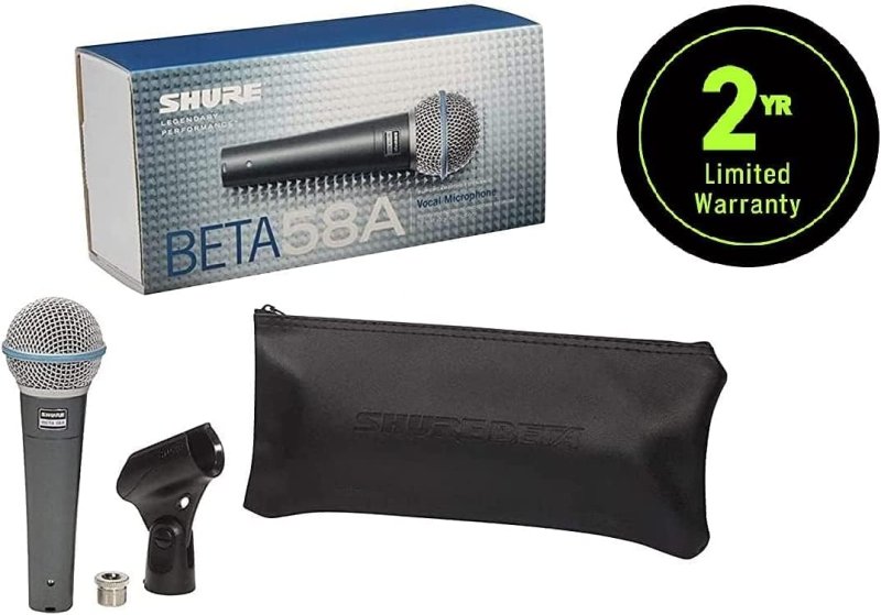 SHURE BETA 58A SUPERCARDIOID DYNAMIC VOCAL MICROPHONE FOR LIVE PERFORMANCE AND STUDIO USE