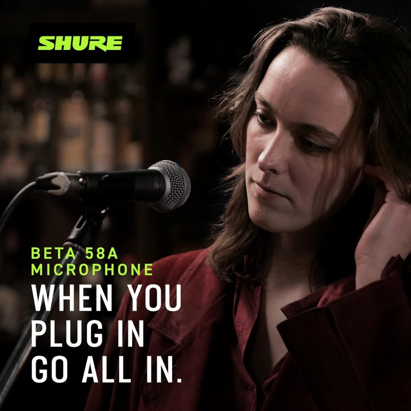 SHURE BETA 58A SUPERCARDIOID DYNAMIC VOCAL MICROPHONE FOR LIVE PERFORMANCE AND STUDIO USE