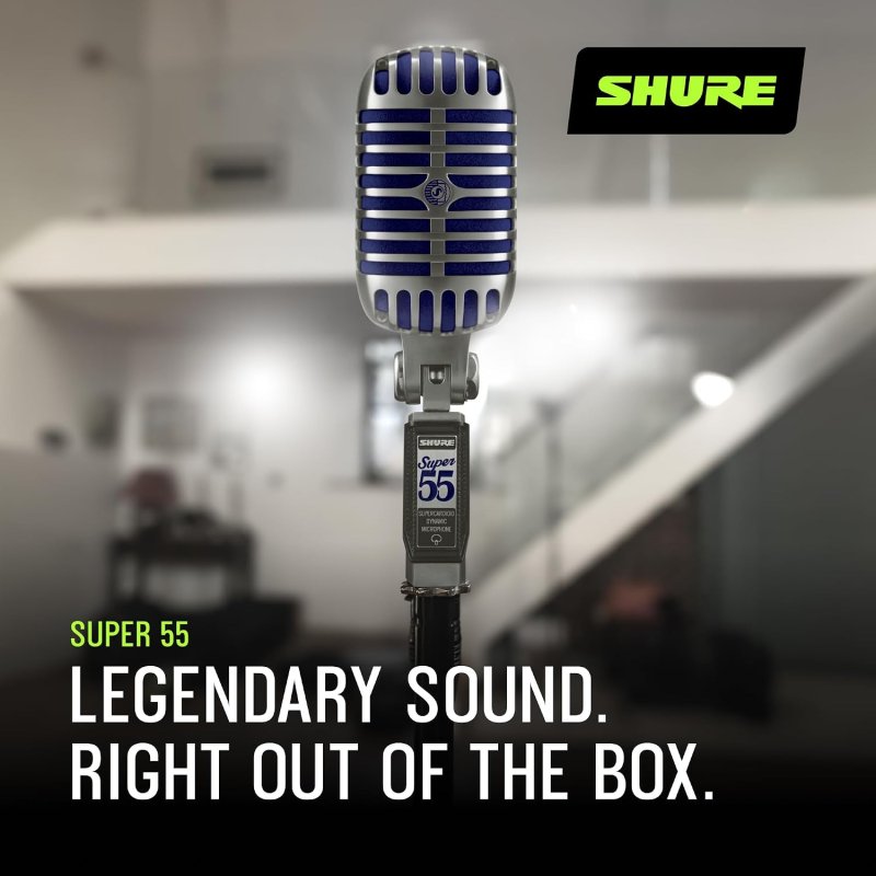 SHURE SUPER 55 DELUXE DYNAMIC VOCAL MICROPHONE SUPERCARDIOID PROFESSIONAL MIC FOR SINGING