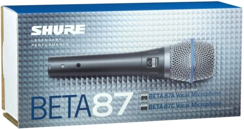 SHURE BETA 87A CONDENSER VOCAL MICROPHONE WITH BUILT-IN POP FILTER FOR CLEAR SOUND