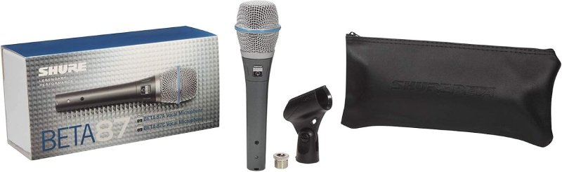 SHURE BETA 87A CONDENSER VOCAL MICROPHONE WITH BUILT-IN POP FILTER FOR CLEAR SOUND