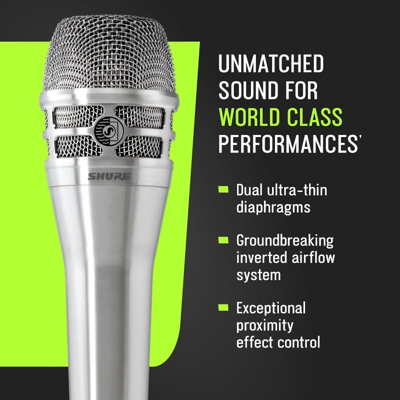 SHURE KSM8 DUALDYNE DYNAMIC VOCAL MICROPHONE DUAL-DIAPHRAGM CARDIOID FOR LIVE STUDIO