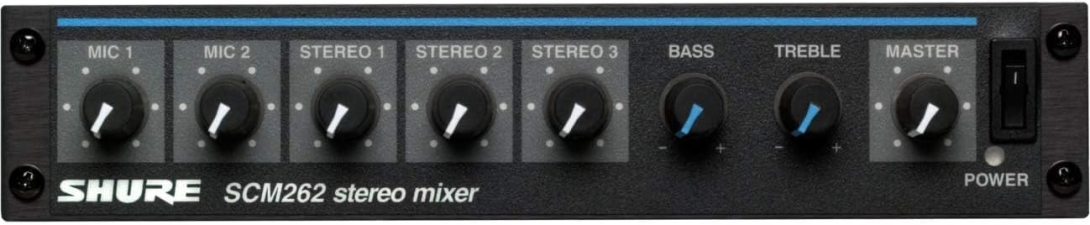 SHURE SCM262 STEREO MICROPHONE MIXER WITH 12V PHANTOM POWER FOR RESTAURANTS CLASSROOMS