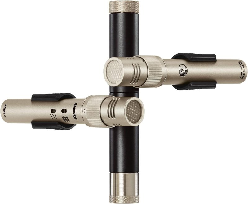 SHURE KSM141 SL STEREO PAIR WITH TWO KSM141 MICS, WINDSCREENS, A27M ADAPTER CASE